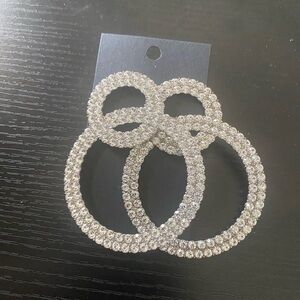 Diamond silver hoops